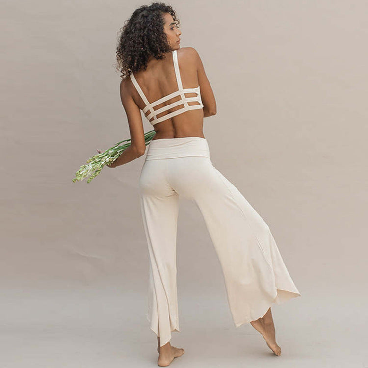 Backless Strapped Top with Bell Bottom Style Pants