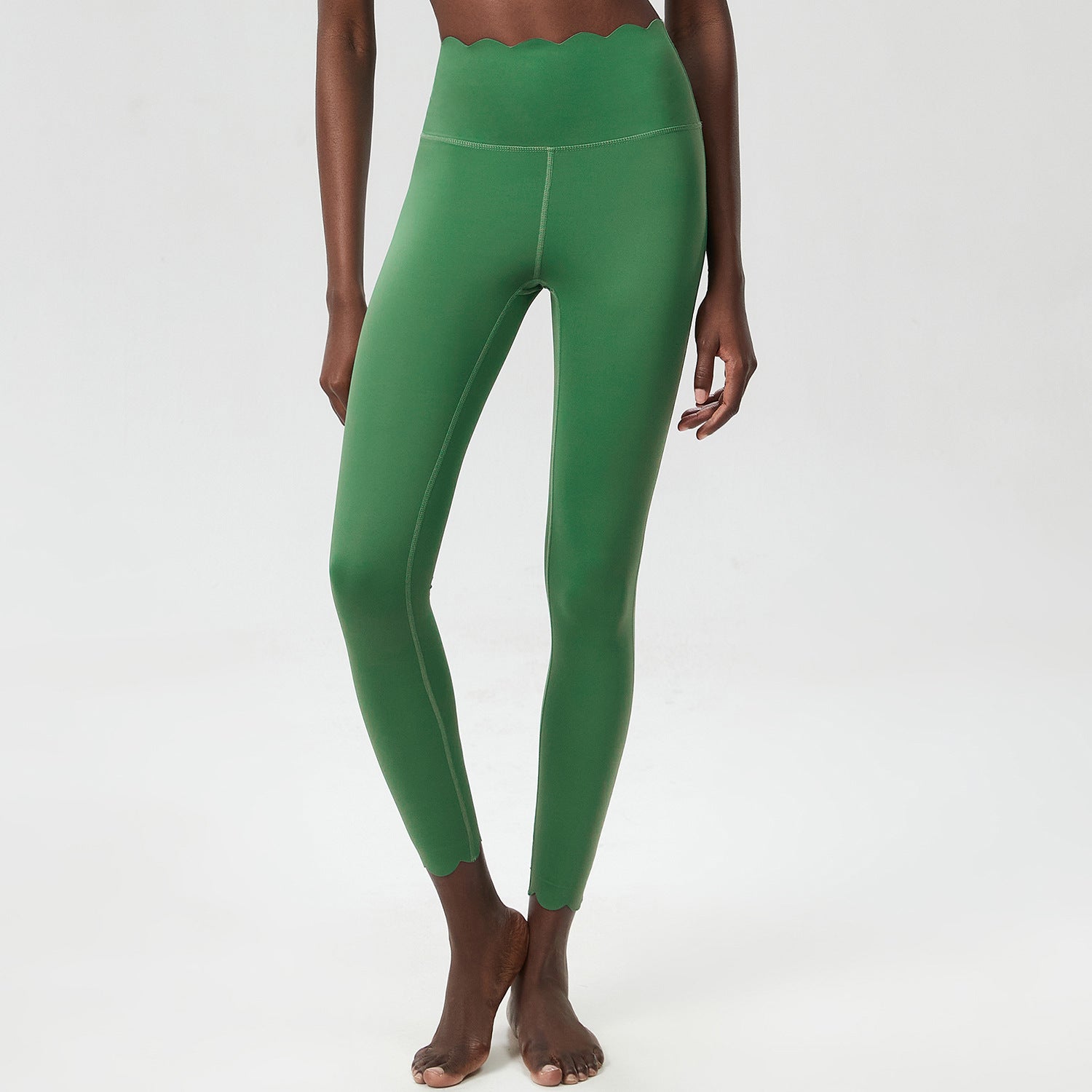 Hip Raise with Wave Pattern Tight Body Lifting Leggings, Color - Lycra Milk Leather