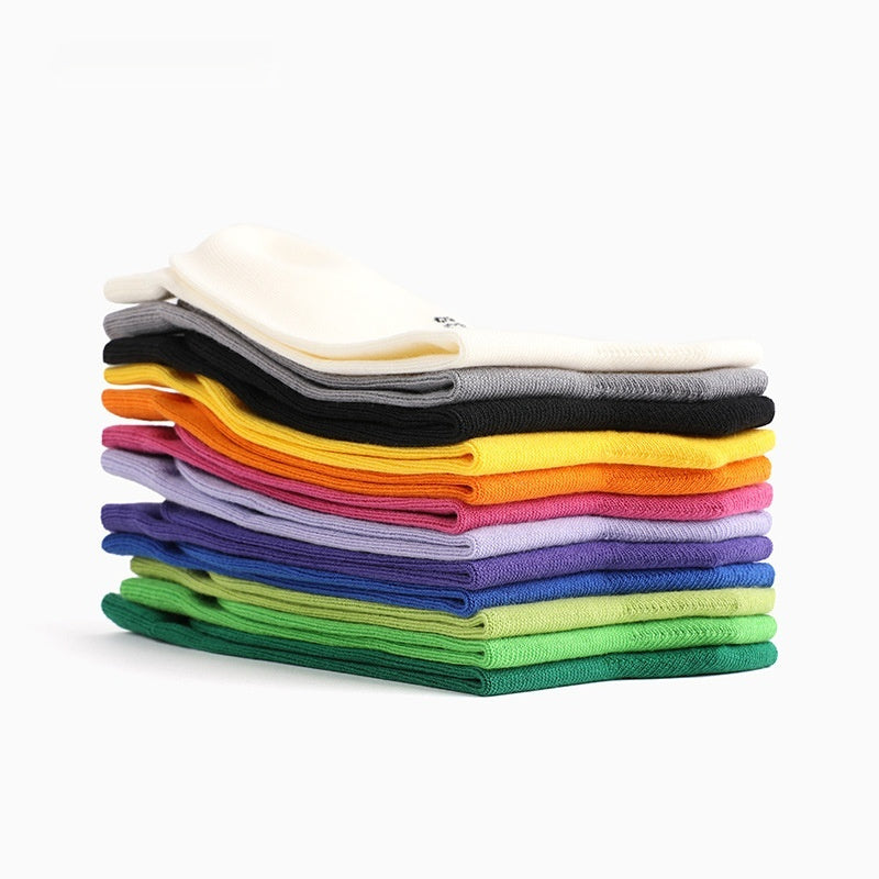 High-elastic Mid-calf Colored Cotton Socks