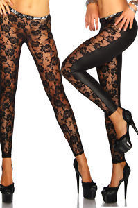 Woman's Floral and Lace Leather Pantyhose