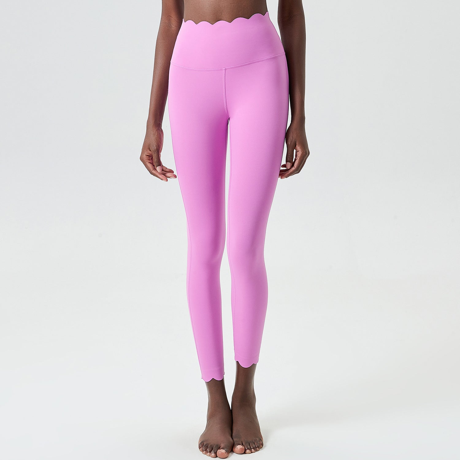 Hip Raise with Wave Pattern Tight Body Lifting Leggings, Color - Lycra Milk Leather