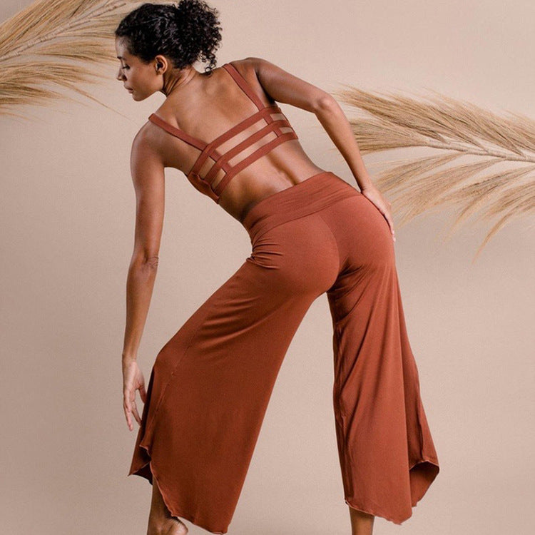 Backless Strapped Top with Bell Bottom Style Pants