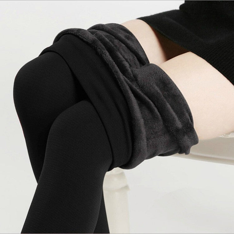 Thick Fleece-lined Women's Leggings with Integrated Heal Sock for Maximum Warmth