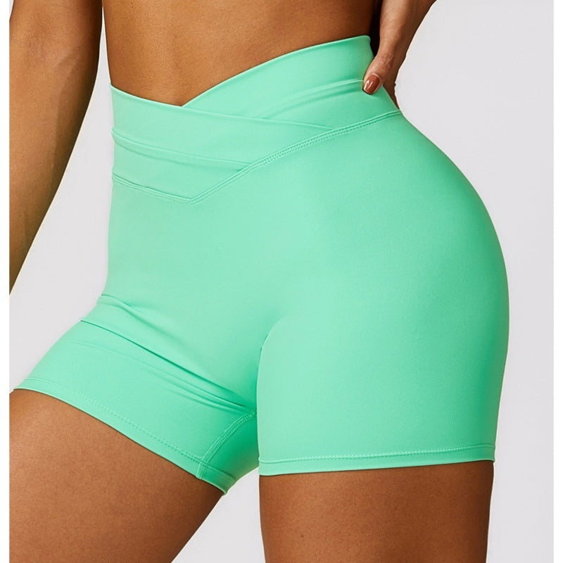 Hip Raise Shorts with Cross High-waisted