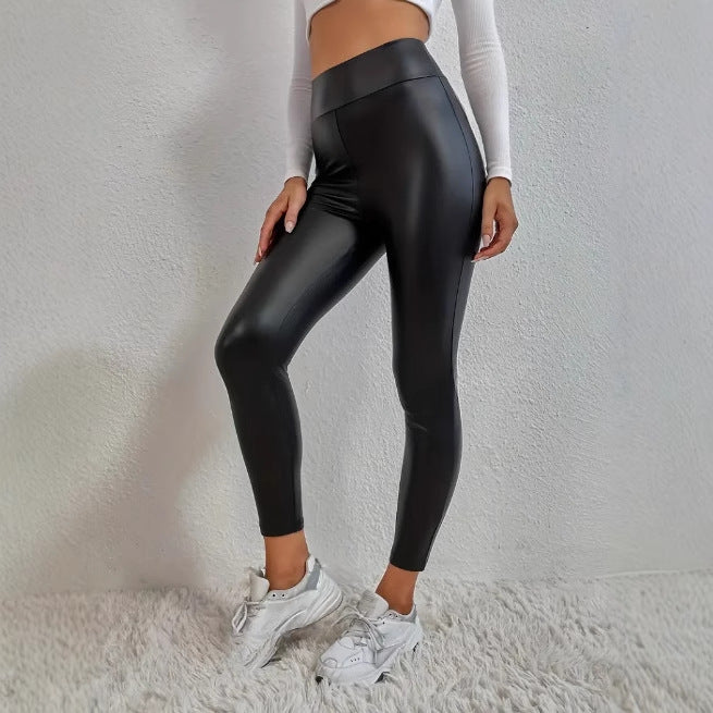 Leather and Velvet Hip Raise Fashion Leggings