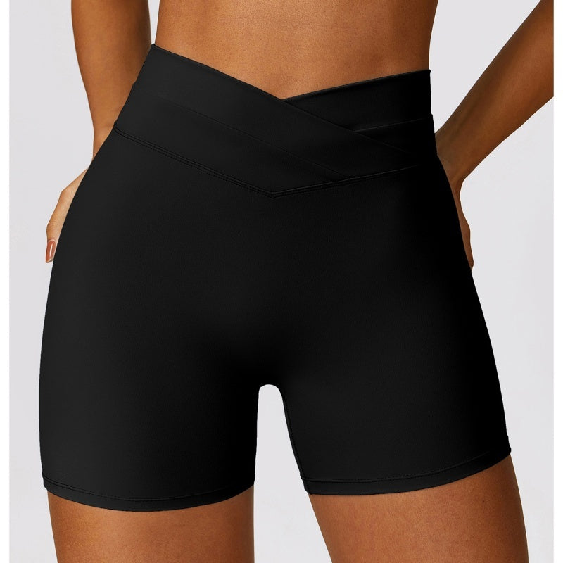 Hip Raise Shorts with Cross High-waisted