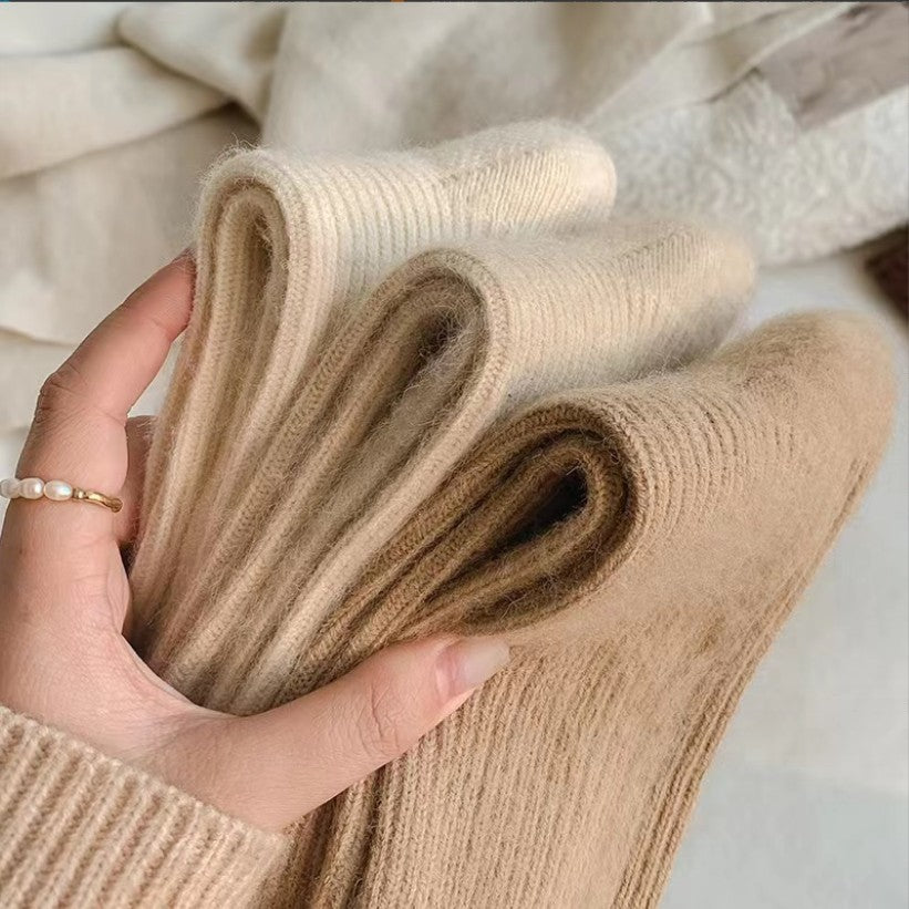 Pure Color All-matching Thickened Thermal Middle Tube Wool Socks Children