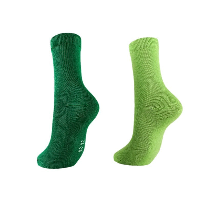 High-elastic Mid-calf Colored Cotton Socks