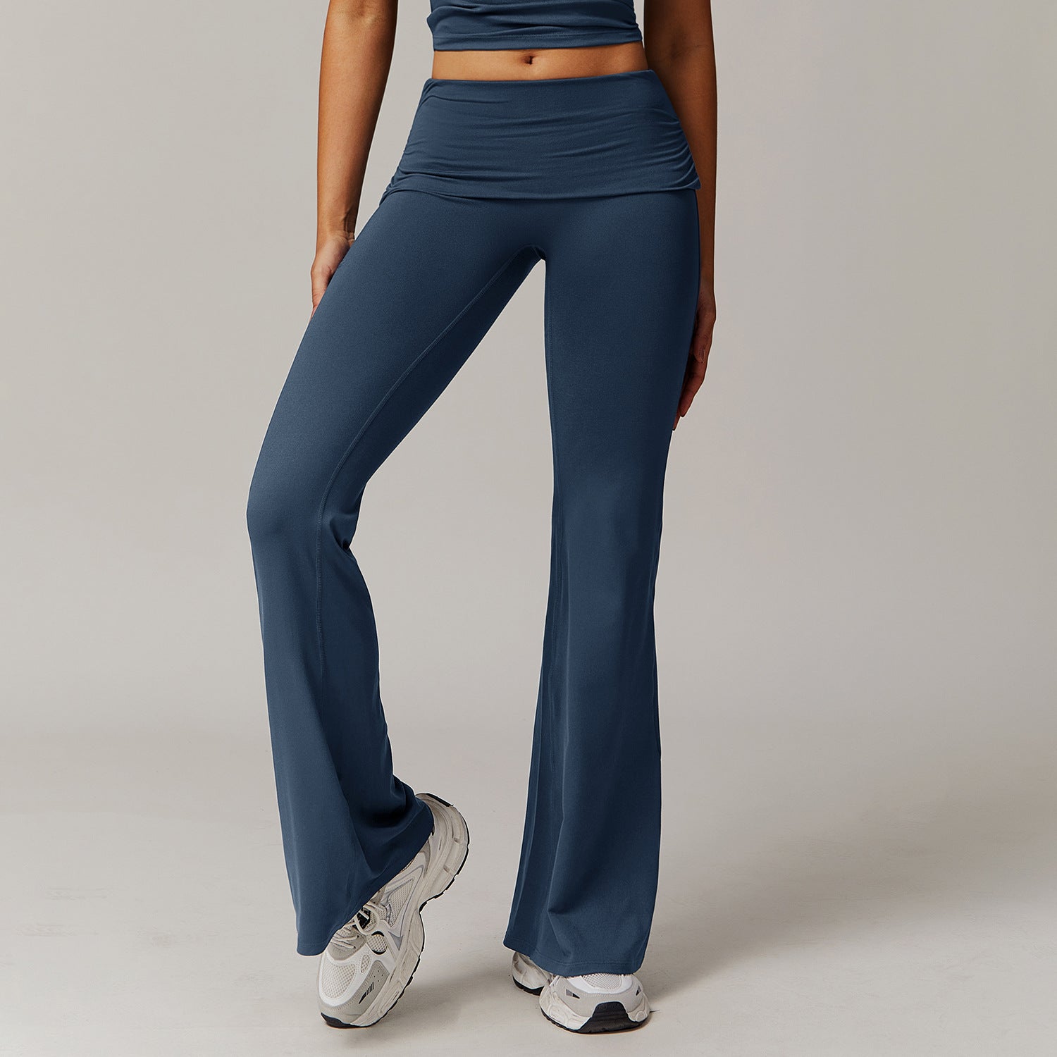 Pleated Fold High Waist Running Sports Skinny Versatile Bell-bottom Legging's