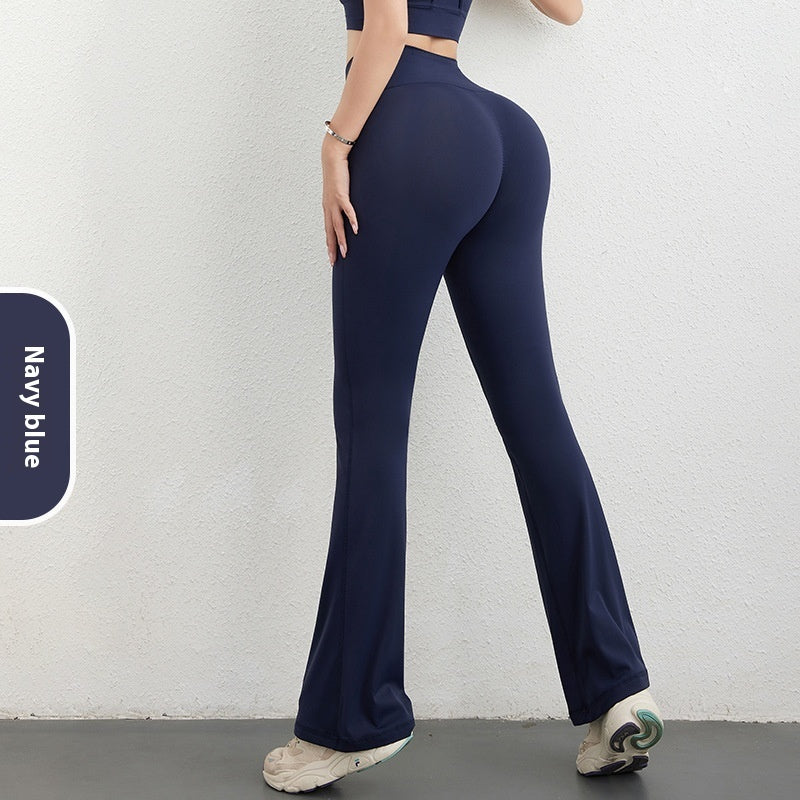 Women's Hip Raise High Waist Pocket Sports Bell-bottom Leggings