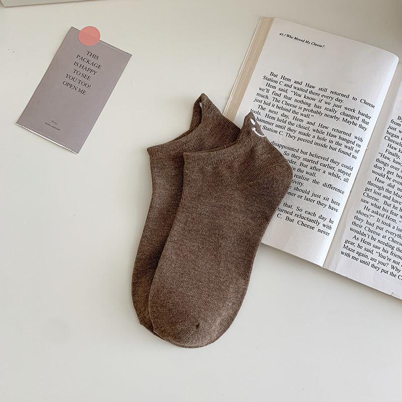 Women's Ankle Socks Smiley Face Embroidered