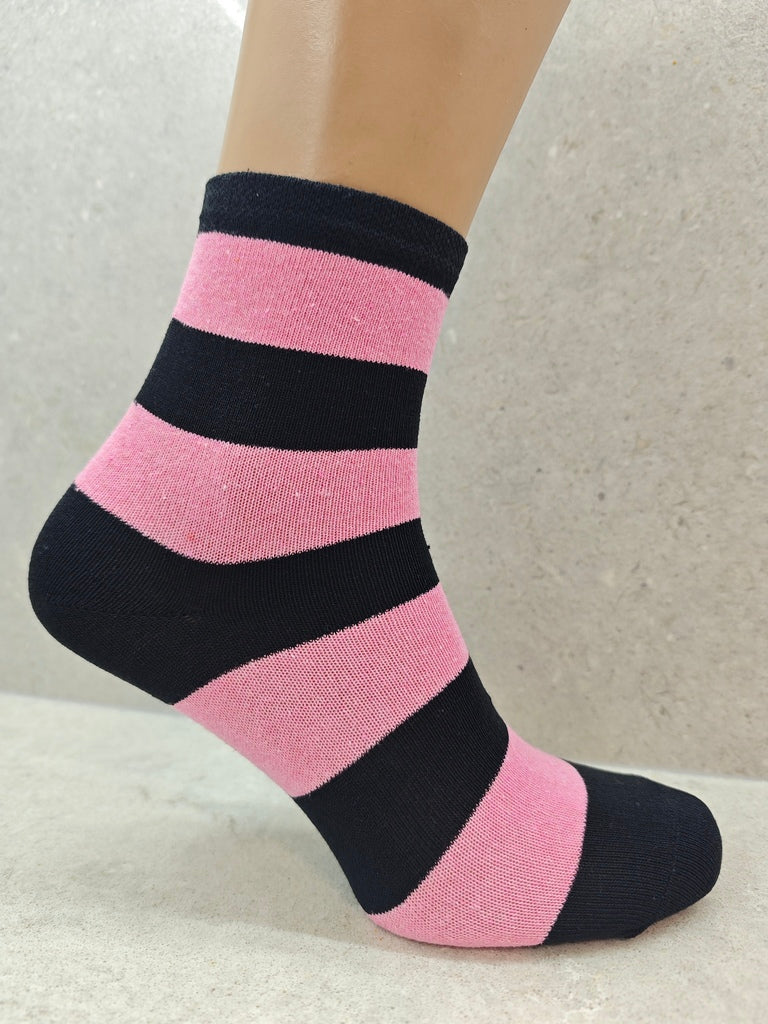 Womens Colourful Striped Socks Pack Of 6 12 24 Pairs