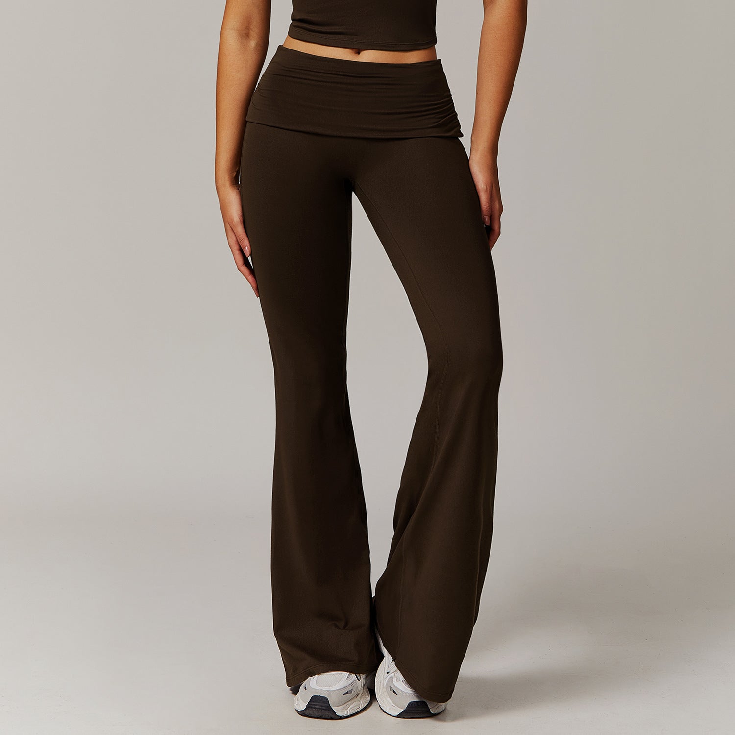 Pleated Fold High Waist Running Sports Skinny Versatile Bell-bottom Legging's