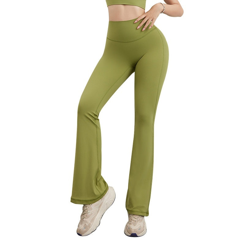 Women's Hip Raise High Waist Pocket Sports Bell-bottom Leggings