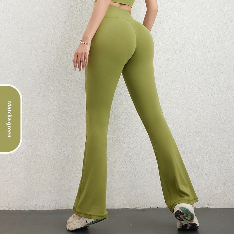 Women's Hip Raise High Waist Pocket Sports Bell-bottom Leggings