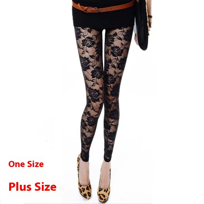 Sweet Lace Rose Hollow Pantyhose