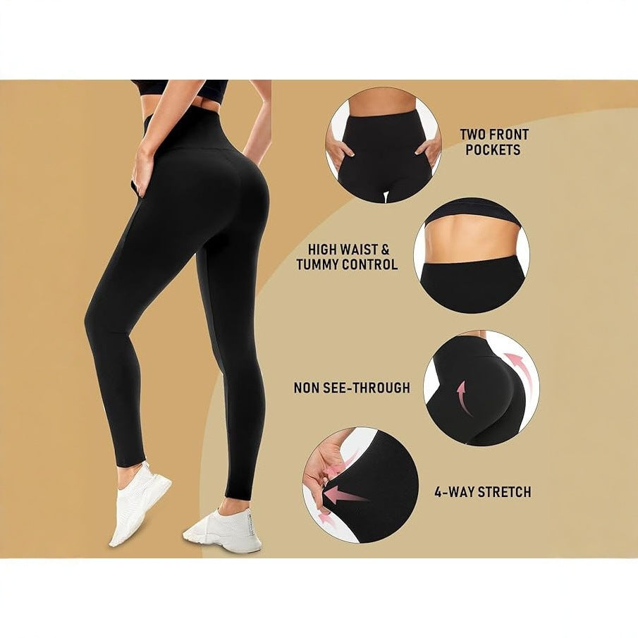 Soft Contracting Elastic Slim High Waist with Pocket Leggings