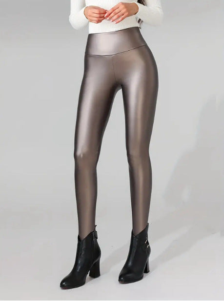 Leather and Velvet Hip Raise Fashion Leggings
