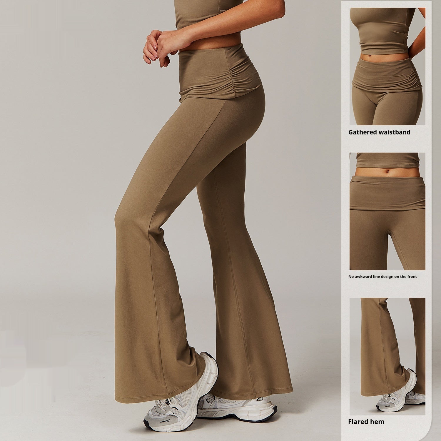 Pleated Fold High Waist Running Sports Skinny Versatile Bell-bottom Legging's