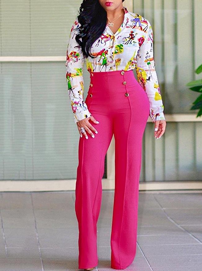 Slim Fit Fashion Flared Cut Trousers with Slight Stretch