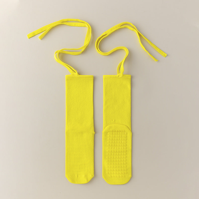 Women's Anti-slip Cross Lace-up Yoga Pilates Dance Dopamine Sports Wear Mid-calf Socks
