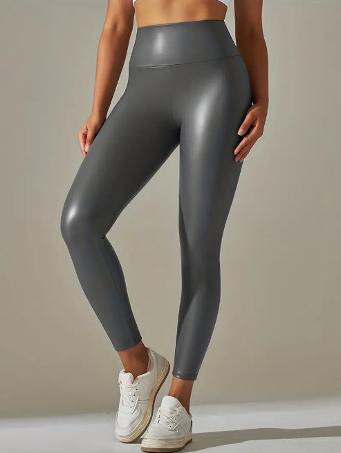 Leather and Velvet Hip Raise Fashion Leggings