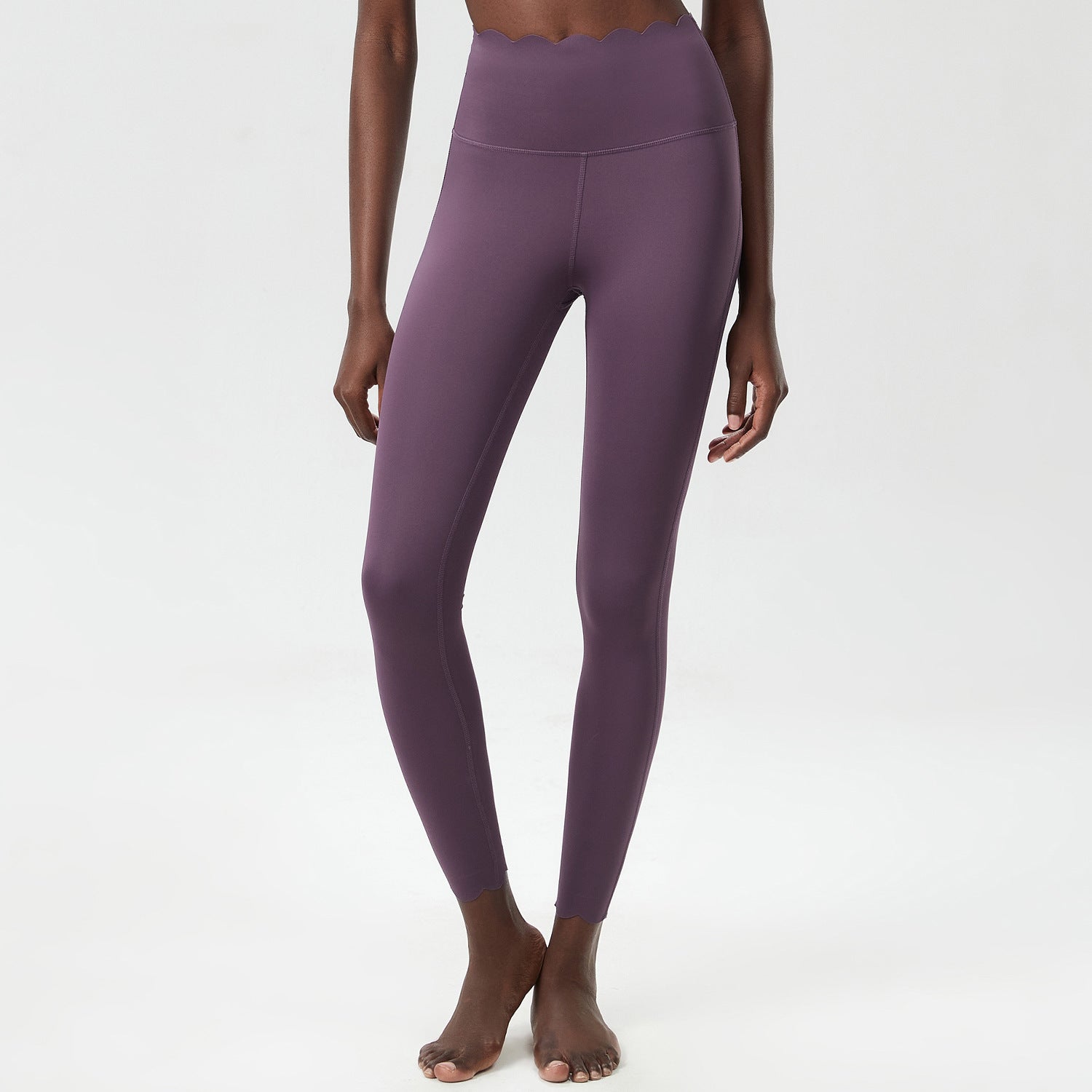 Hip Raise with Wave Pattern Tight Body Lifting Leggings, Color - Lycra Milk Leather