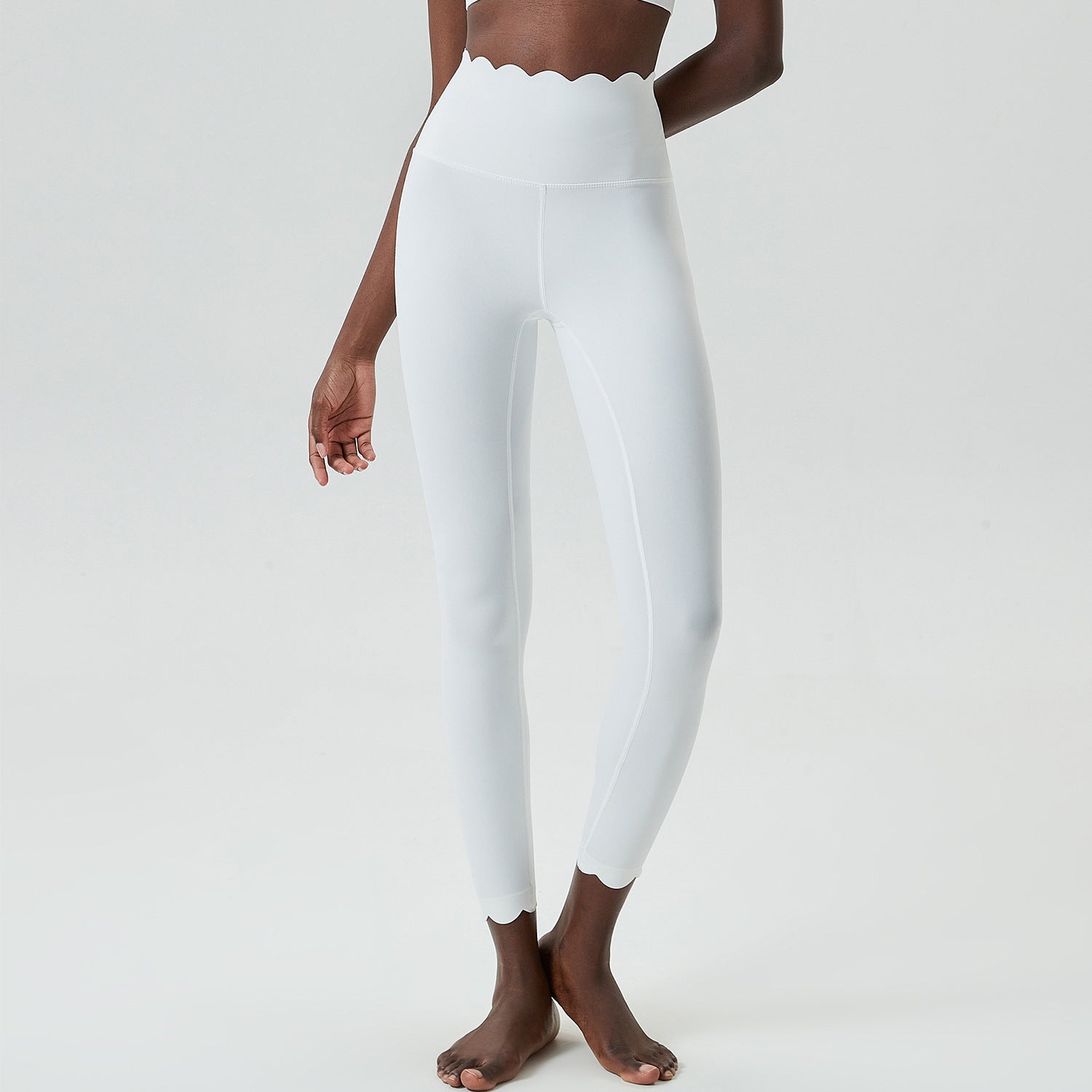 Hip Raise with Wave Pattern Tight Body Lifting Leggings, Color - Lycra Milk Leather