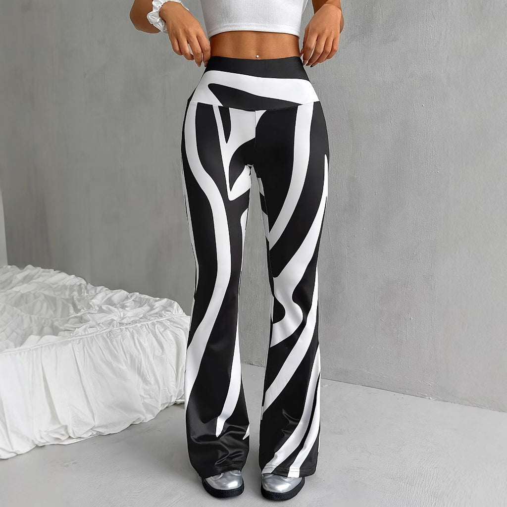 Bell-bottom Pants Fashion Printed High Waist Sheath Casual Leggings