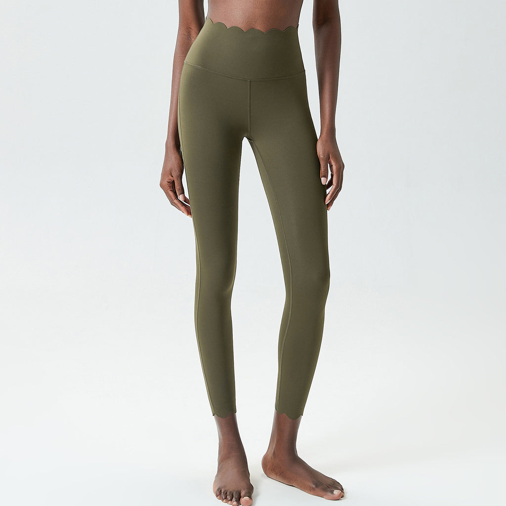 Hip Raise with Wave Pattern Tight Body Lifting Leggings, Color - Lycra Milk Leather