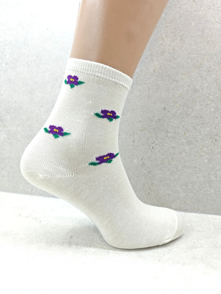 Women's Floral Cotton Socks 6 12 24 Pairs