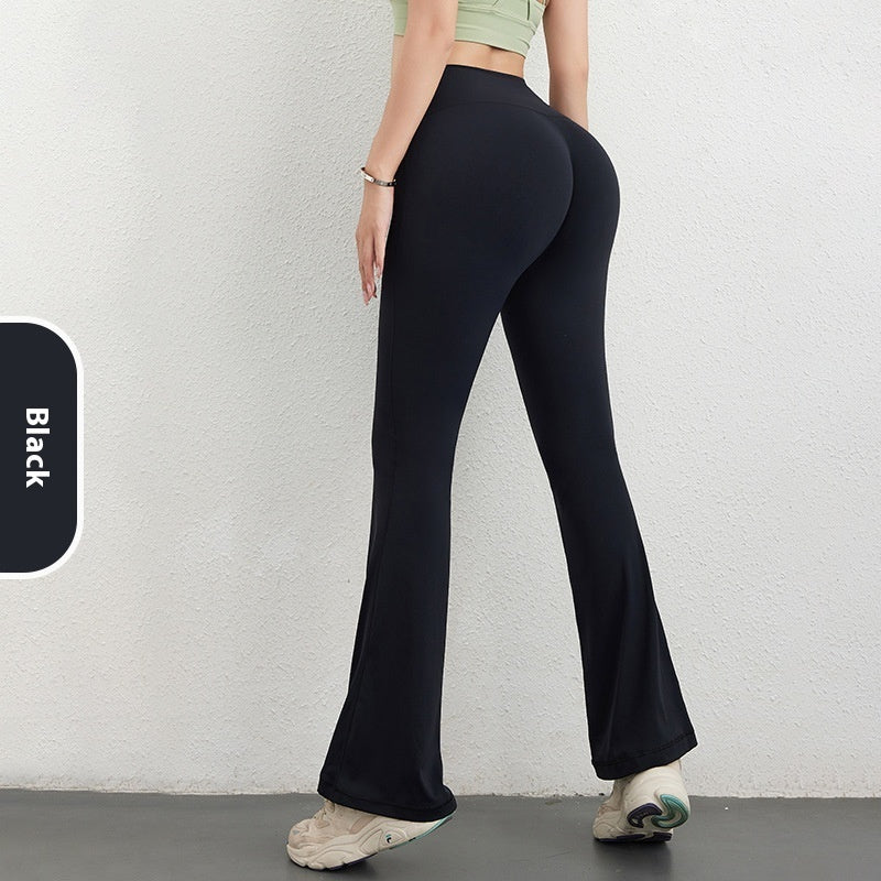 Women's Hip Raise High Waist Pocket Sports Bell-bottom Leggings