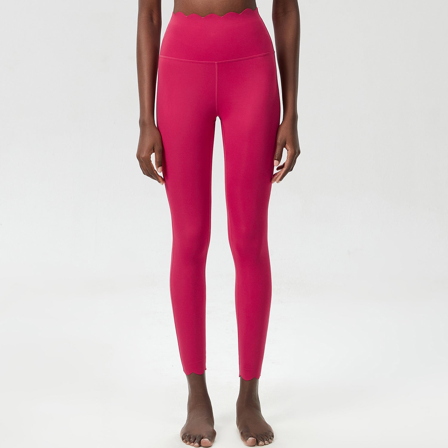 Hip Raise with Wave Pattern Tight Body Lifting Leggings, Color - Lycra Milk Leather