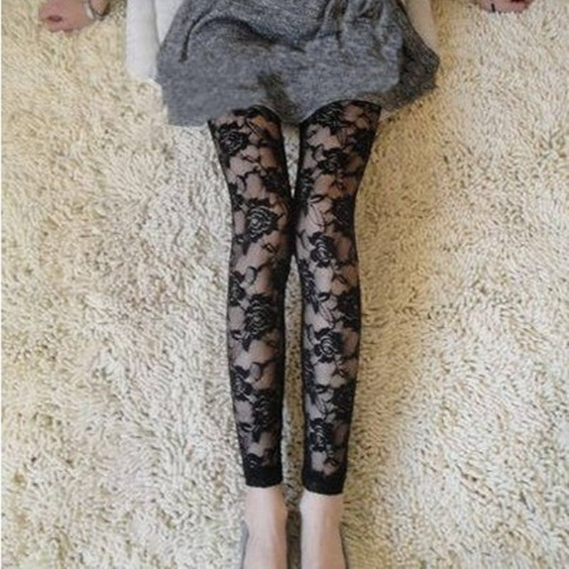 Sweet Lace Rose Hollow Pantyhose