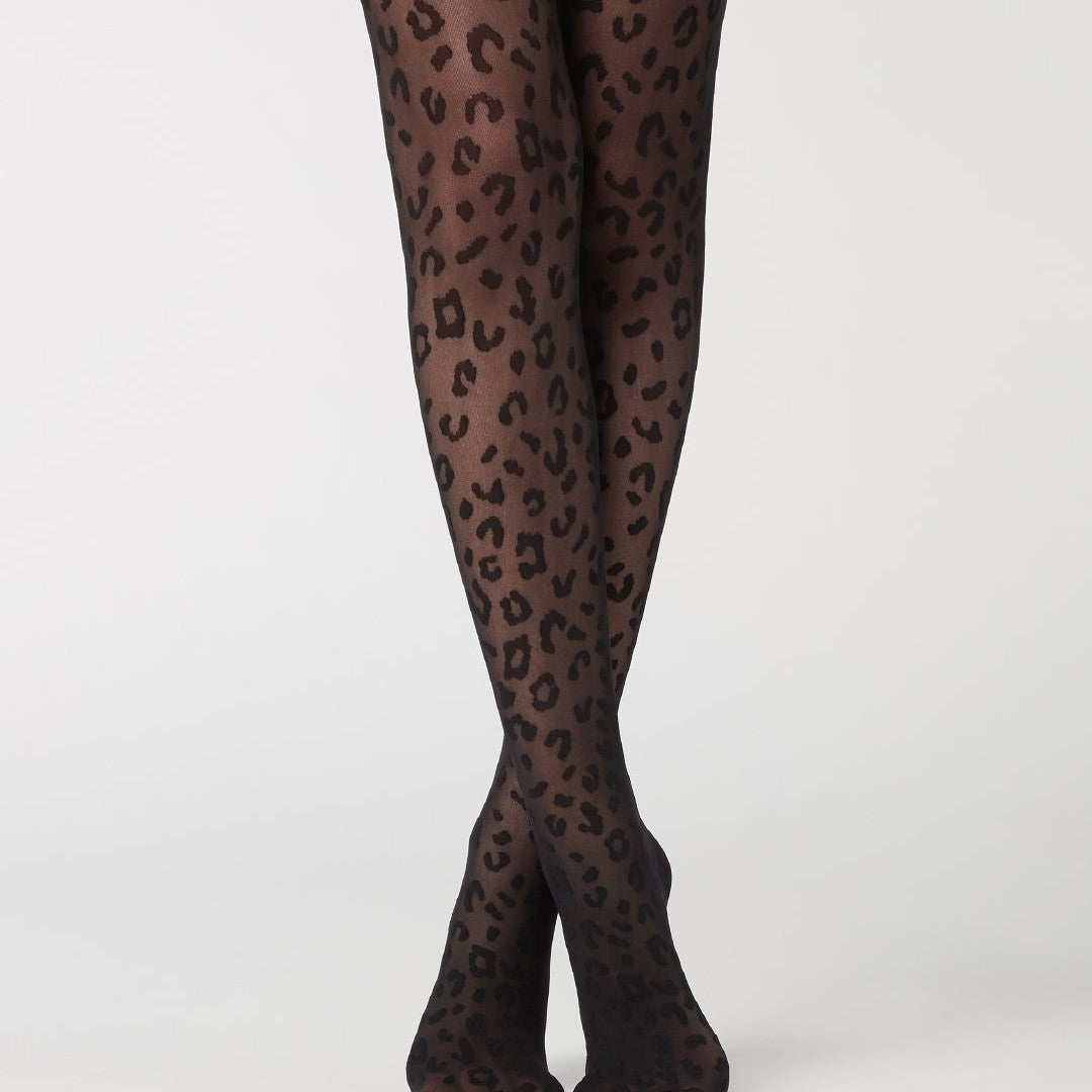 Smooth and Sleek Leopard Jacquard Pantyhose
