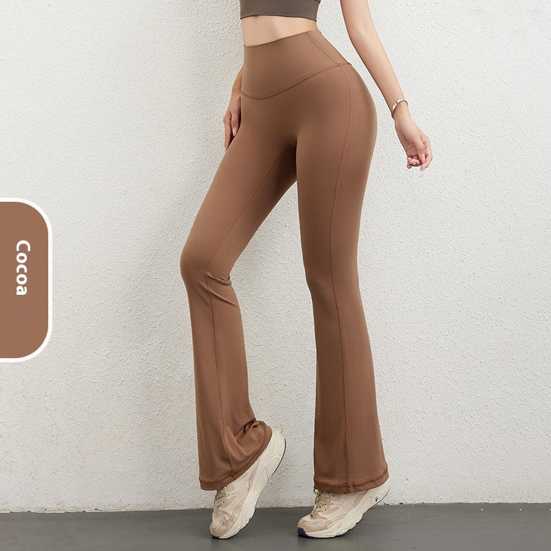 Women's Hip Raise High Waist Pocket Sports Bell-bottom Leggings