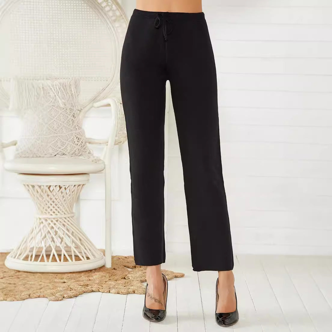 Mid-waist Woven Stretch Slimming and Warm Casual Wear