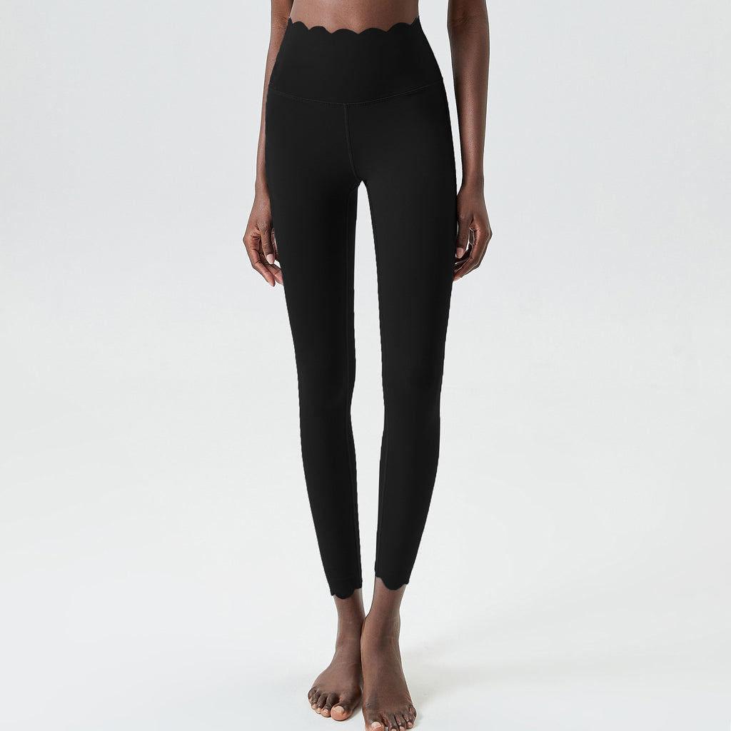 Hip Raise with Wave Pattern Tight Body Lifting Leggings, Color - Lycra Milk Leather
