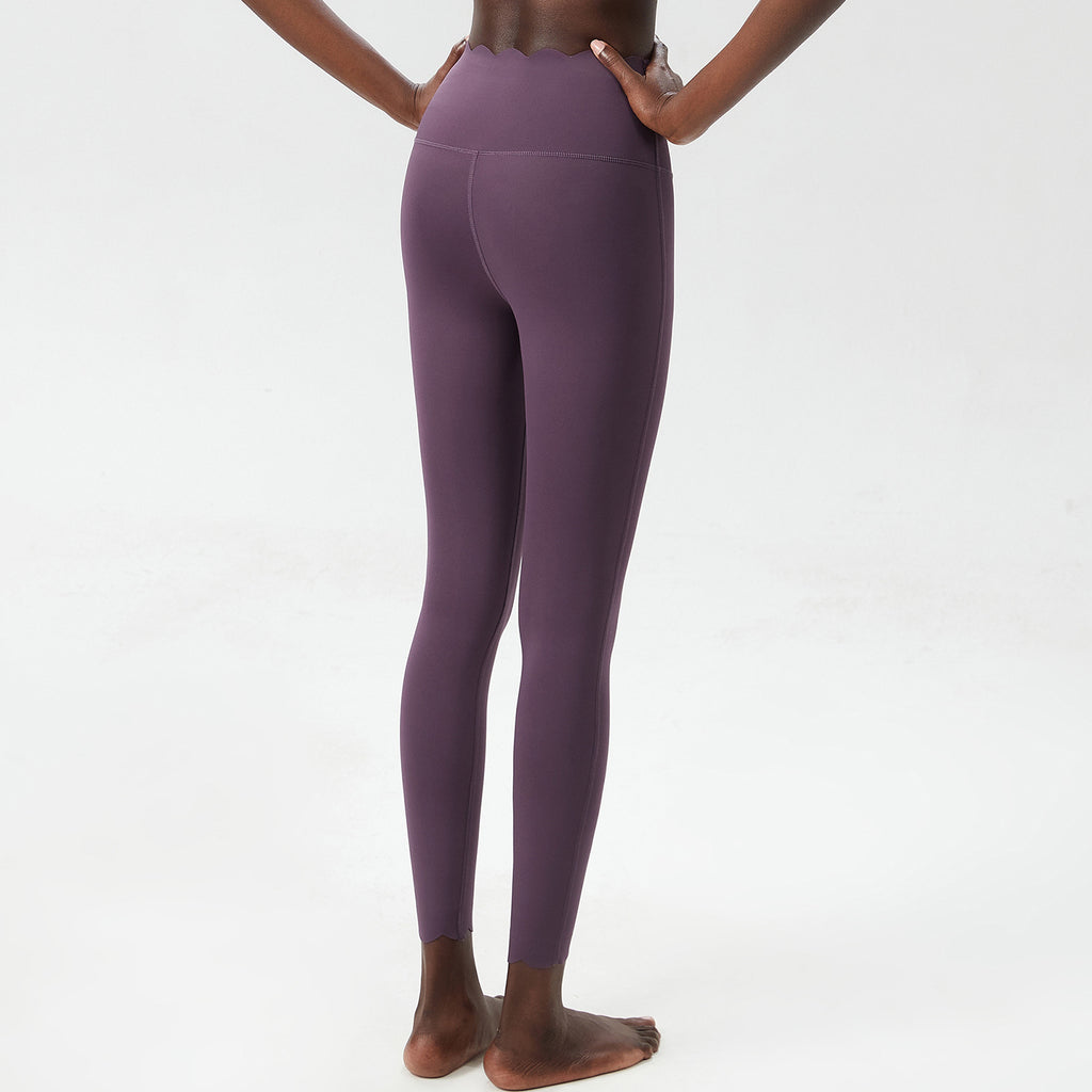 Hip Raise with Wave Pattern Tight Body Lifting Leggings, Color - Lycra Milk Leather