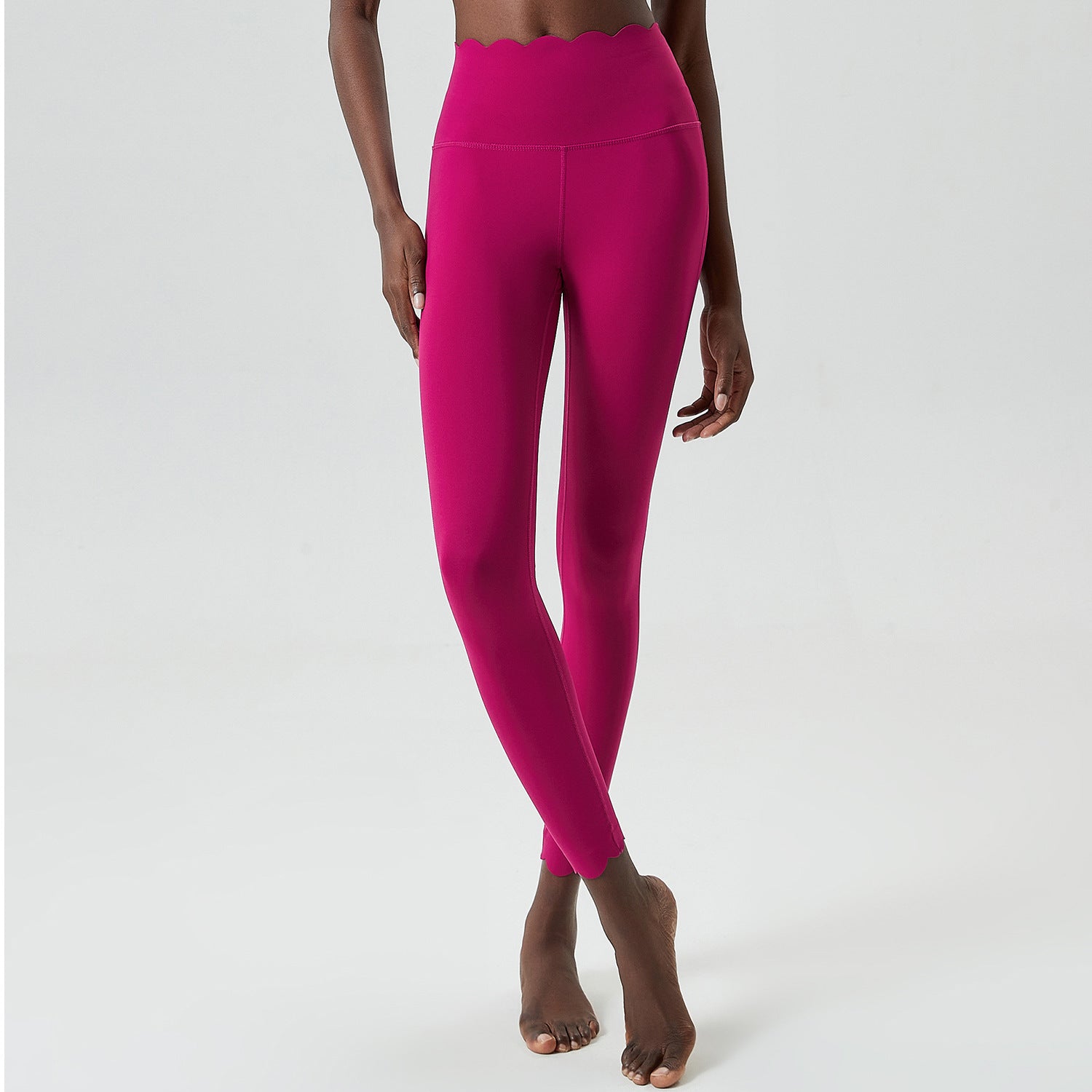 Hip Raise with Wave Pattern Tight Body Lifting Leggings, Color - Lycra Milk Leather