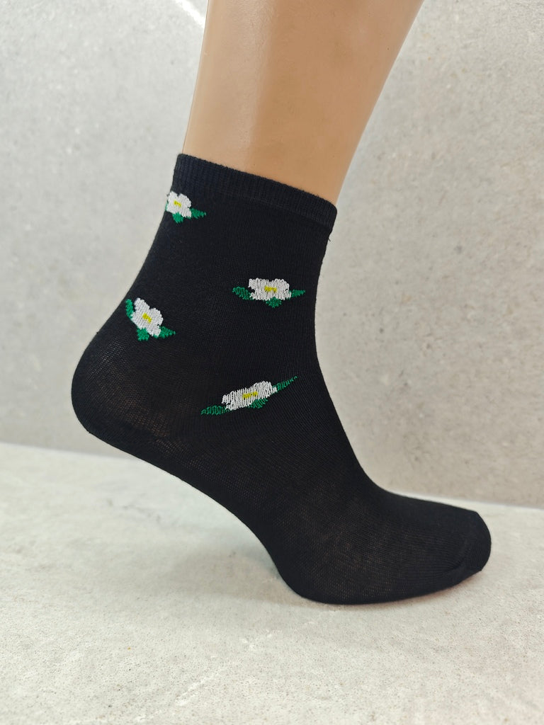 Women's Floral Cotton Socks 6 12 24 Pairs