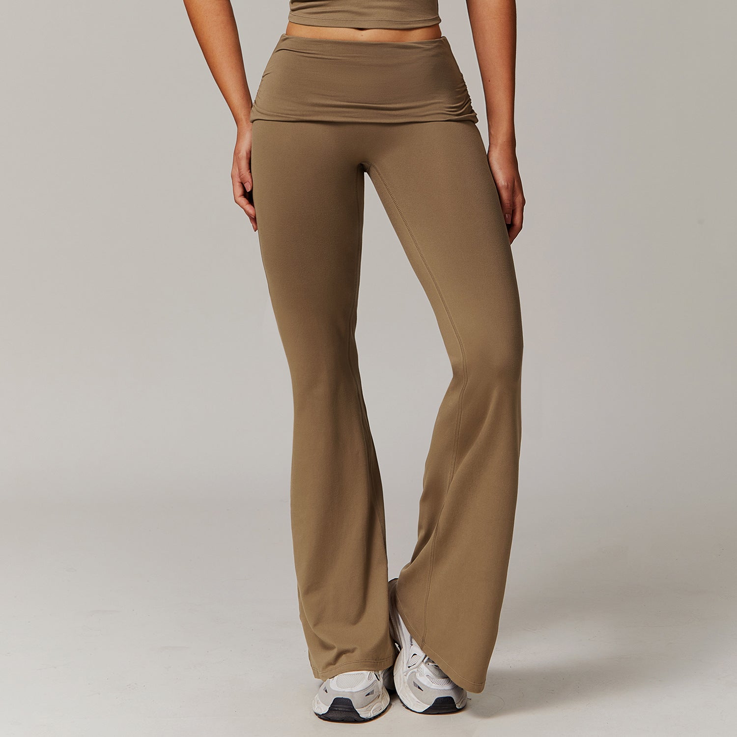 Pleated Fold High Waist Running Sports Skinny Versatile Bell-bottom Legging's