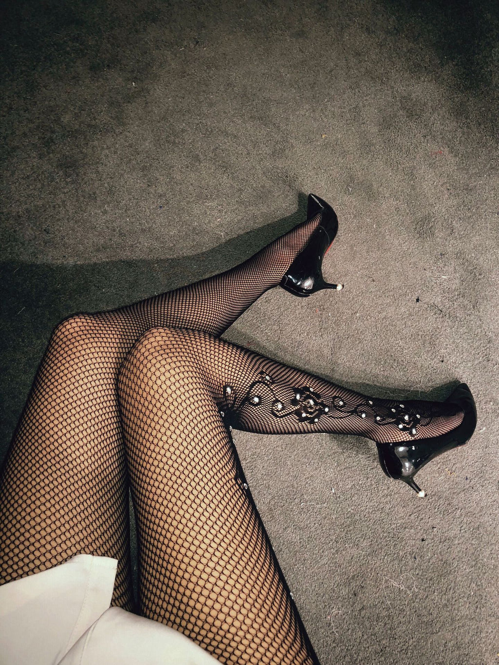 Blooming Flowers on Vine and Lace Pantyhose