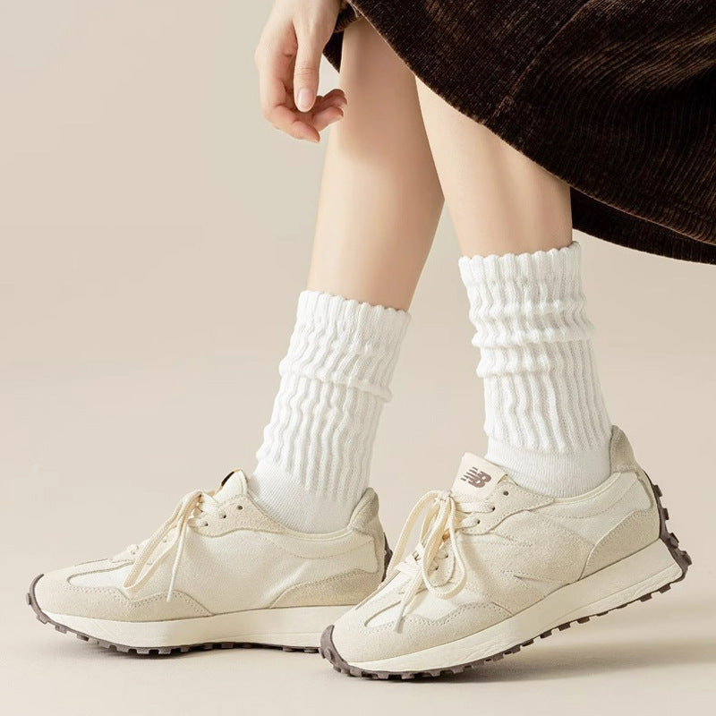 Loose Stockings Spring And Autumn Women's Black, White And Gray Pure Color Socks