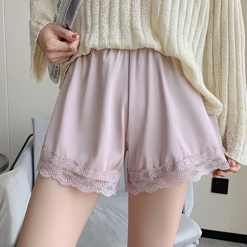 Thin Lace Ice Silk Base Shorts with Safety Anti-Exposure